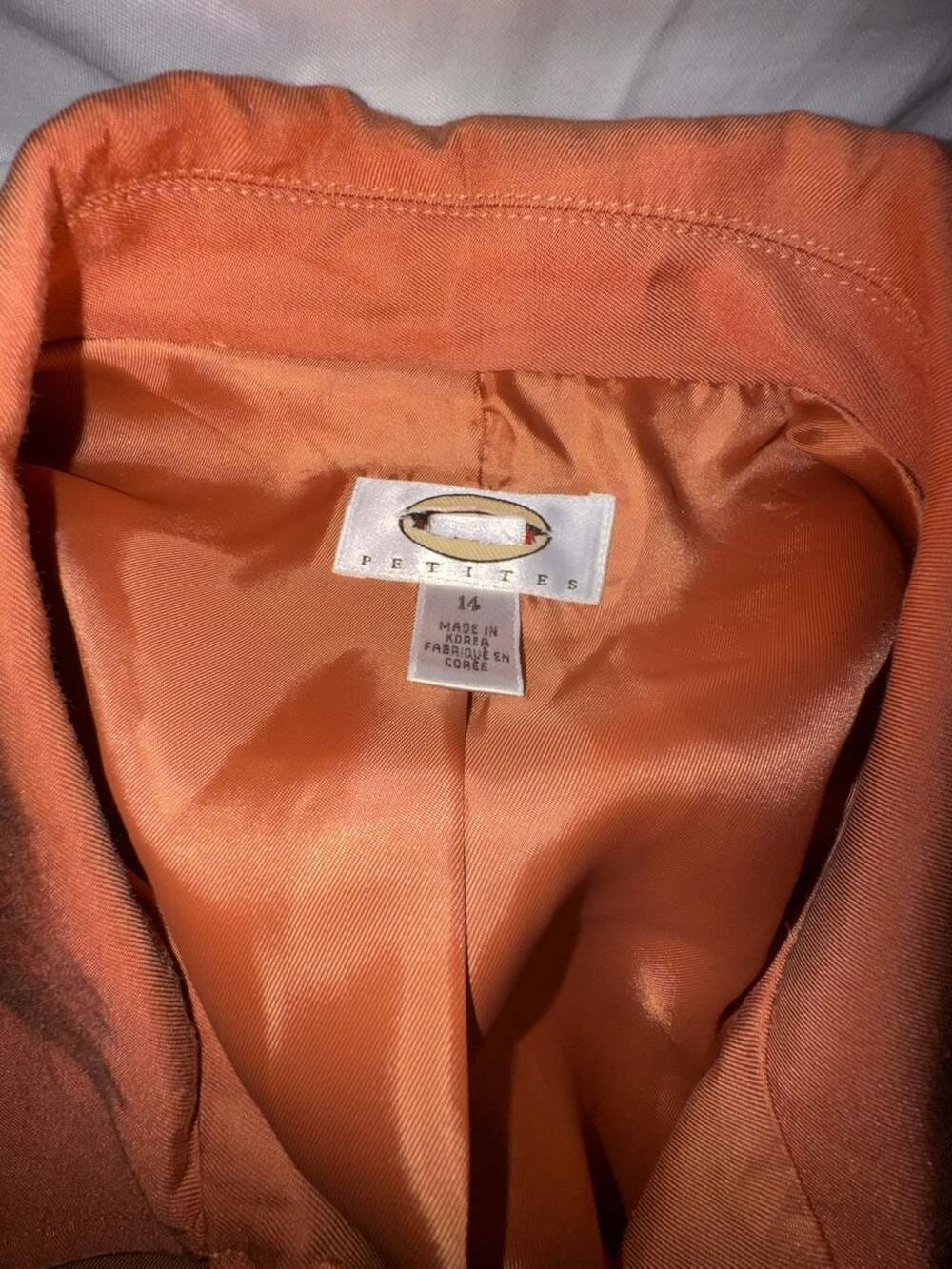 Talbots Safari Jacket Size 14 Orange Button Up Utility Pocket - Picture 2 of 11